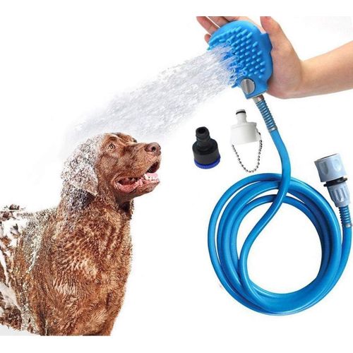 Pomme De Douche Pour Animal Domestique,Maison De Jambe, Outil De Bain Pour Chien Avec Brosse,Tuyau En Pvc De 12cm Et 2 Adaptateurs De Tuyau Pour Chien,Chat