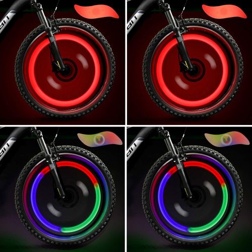 Lot De 4 Lumières Led Pour Roues De Vélo (Rouge Et Multicolore)