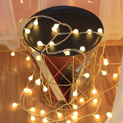 Boule Ronde Chaude - 6m 40 Lumières Usb Version Toujours Allumée Pour L'éclairage De Jardin, Fêtes, Noël, Décoration (Blanc Chaud)