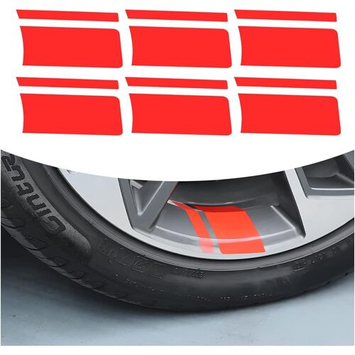 Lot De 6 Autocollants Réfléchissants Pour Jantes De Voiture (Rouge), Accessoires Décoratifs Universels, Bandes De Jantes