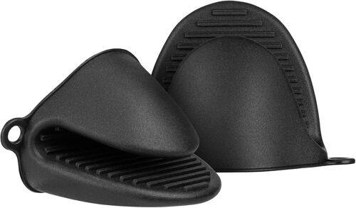 KALANKA-Gant cuisine silicone - Lot de 2x gant de four manique antidérapante résistante à la chaleur jusqu'à 230°C - noir