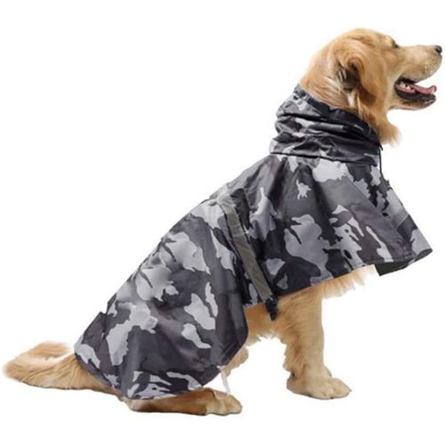 Manteau De Pluie Réfléchissant Avec Capuche Pour Chien - Ultra Léger Et Respirant - Housse De Pluie Pour Chiens De Taille Moyenne Et Grande (Gris, Xxl)