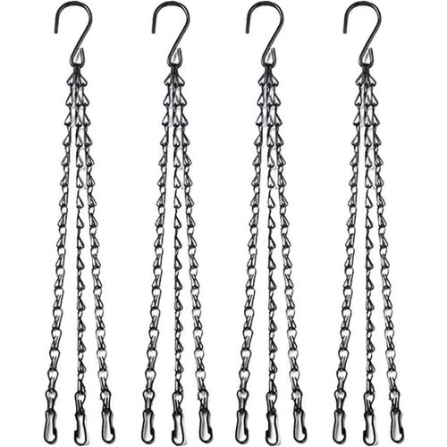 Teppe-4 Pièces Chaînes Noire Suspension À 3 Brins 36cm (14"") Chaîne De Panier Suspendu Pour Mangeoires, Plante, Pots De Fleurs Jardinières D'oiseaux Lanternes Ornements