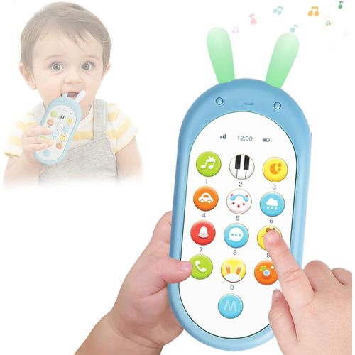 Dww-Téléphone Portable pour Enfant Jouet, Smartphone bébé Bilingue, Jouet Musical d''Eveil Convient aux bébés de Plus de 6 Mois(Bleu)