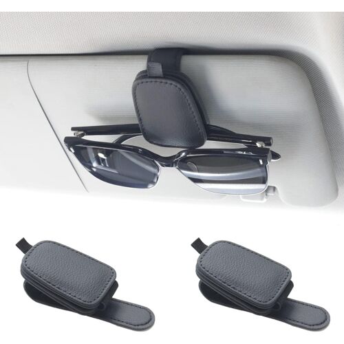 Lot De 2 Porte-Lunettes De Soleil Noirs Pour Pare-Soleil De Voiture, Porte-Lunettes Magnétique En Cuir Et Porte-Ticket
