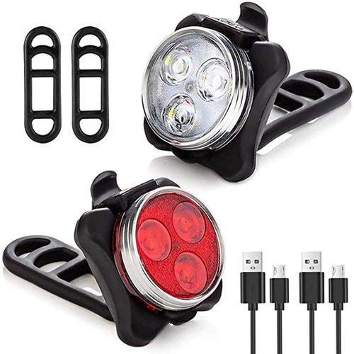 Kit D'éclairage De Vélo, Rechargeable Par Usb, Éclairage Avant Et Arrière Ultra-Lumineux, Phare Avant, Autonomie 2 Fois Plus Longue, Étanche, 4 Modes (2 Câbles, 4 Sangles) (2 Lumières)