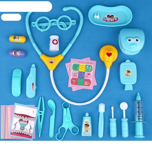 Ensemble de 30 pièces (dont 1 lumière) bleu pour enfants petit médecin infirmière ensemble de jouets garçons et filles filles seringue stéthoscope hôpital maison de jeu