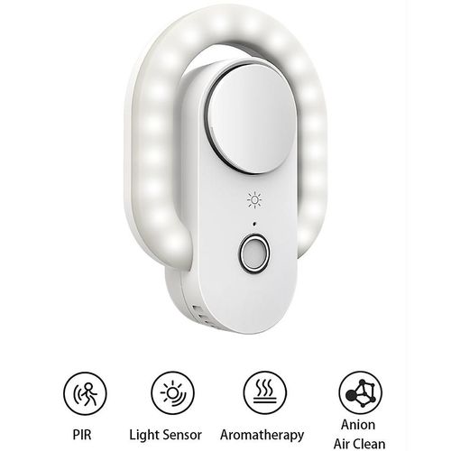 Veilleuse intelligente à double capteur, purificateur d'air à anions, lumière tactile