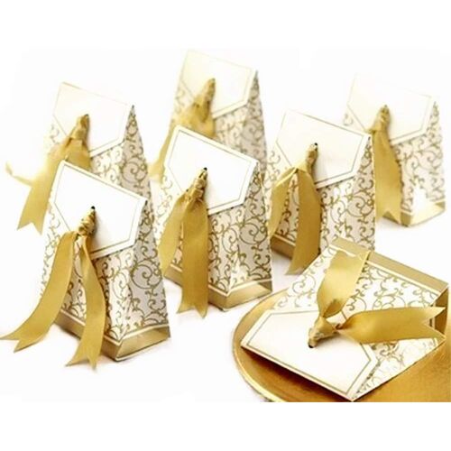 50 X Or Papier Boîtes De Fête Boite Cadeau Pour Les Faveurs, Les Bonbons, Les Confettis, Les Cadeaux Et Les Bijoux Pour Mariage, Anniversaire, Bébé Douche, Saint, Communion, Noël Cadeaux Pour La Jour