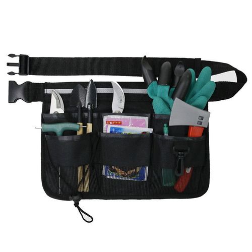 Sac banane de jardinage, sac à outils multi-poches, sac à outils Oxford professionnel réglable et imperméable, pour la maison, le jardin et le nettoyage (noir)