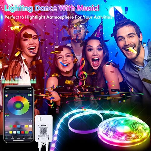 Ruban Led 10m(5mx2) Bleutooth Bande Led Rgb Led Chambre Bande Lumineuse Flexible Multicolore, Contrôlé Par App Du Smartphone, Synchroniser Avec Rythme De Musique/Fonction De Minuterie