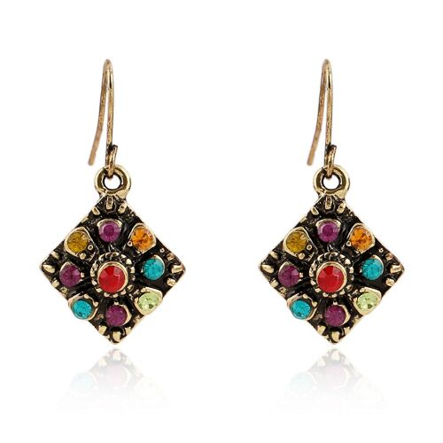 Boucles D'oreilles De Style National Bohème, Boucles D'oreilles En Diamant Rétro Strass Oreille Boucles D'oreilles Bijoux Goutte Cadeau