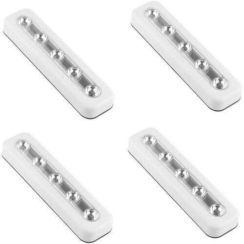 Un Pack De 4 Lampes Tactiles À 5 Led Montées Sur Tige De Bricolage, Veilleuses De Type Poussoir À Piles, Utilisées Pour Les Armoires, Les Armoires, Les Placards, Les Couloirs, Les Escaliers, Les Greni