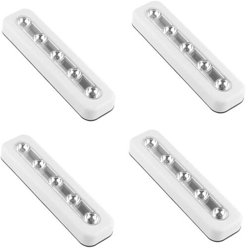 Un Pack De 4 Lampes Tactiles À 5 Led Montées Sur Tige De Bricolage, Veilleuses De Type Poussoir À Piles, Utilisées Pour Les Armoires, Les Armoires, Les Placards, Les Couloirs, Les Escaliers, Les Greni