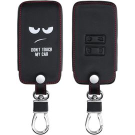 Coque De Clé De Voiture Compatible Avec La Clé Intelligente Renault 4 Boutons (Uniquement Keyless Go) ¿ Coque En Cuir Pu Verser Clé De Voiture ¿ Ne Touchez Pas Ma Voiture Blanc/Noir