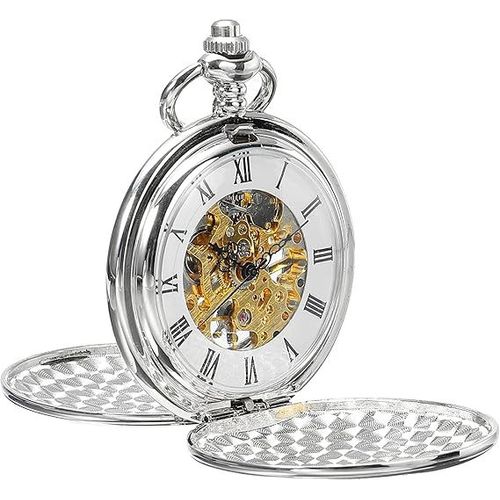 Montre De Poche Pour Homme Avec Chaîne ¿ Montre De Poche Vintage À Remontage Manuel, Mouvement Mécanique ¿ Accessoire De Costume Steampunk Des Années 1920