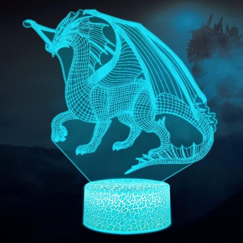 Veilleuse Dragon Pour Enfants, Lampe 3d Dinosaure Illusion, Enfants