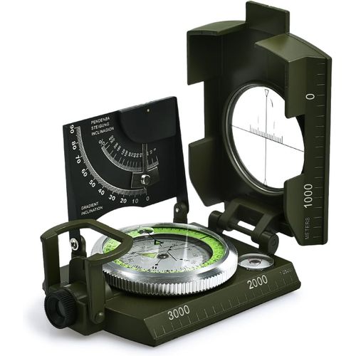 Boussole De Randonnée Militaire Professionnelle Avec Clinomètre, Boussole De Visée En Métal, Boussole De Navigation Avec Sac De Transport Pour Camping, Randonnée, Géologie