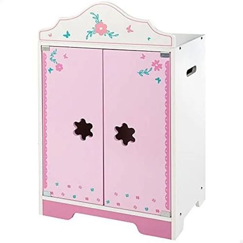 WOOMAX Bois avec 3 cintres + 3 A Jouet, Ne s'applique Pas, Armoire Rose, 34x23x55 cm