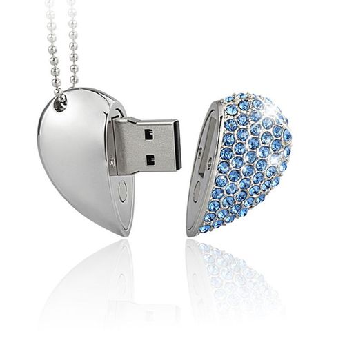 Clé USB en forme de c?ur en diamant (bleu, 32 Go), clé USB 3.0 en forme de c?ur en diamant haute vitesse, stockage de données flash USB avancé.