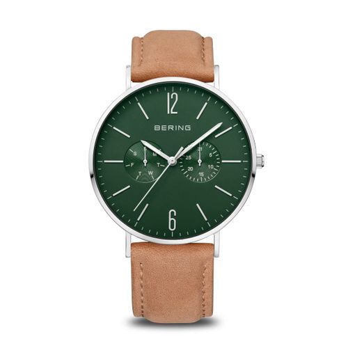 Montre Bering Classique Cuir Beige Cadran Vert