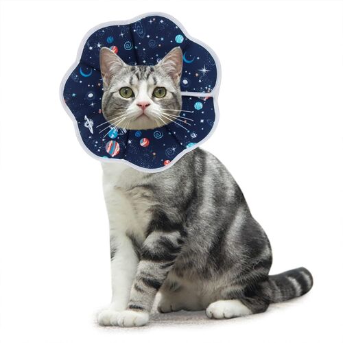 Morsure Protection Ajustable Collier De Récupération Comfy Cone Pour Chat Et Chiots,Bleu (M)