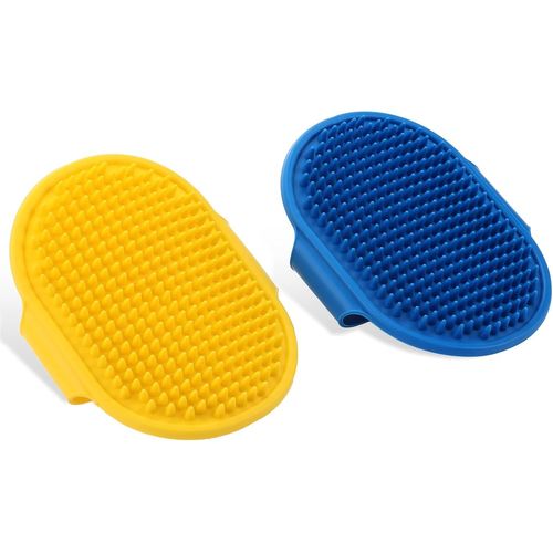 Brosse De Toilettage Pour Chien - Lot De 2 Brosses De Bain En Caoutchouc De Silicone Avec Sangle Réglable - Brosse De Douche Pour Animaux De Compagnie - Brosse De Massage Pour Chiots