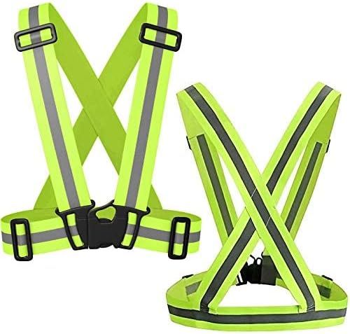 Jexnovashop-2 Pièces Gilet Réfléchissant Vélo, Gilet De Sécurité Moto Élastique Haute Visibilité Gilet Réfléchissant Course Gilets Réfléchissants Pour Adultes Et Enfants