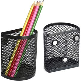 Pot À Crayons Magnétique - Organiseur De Casier Magnétique, Lot De 2 Porte-Stylos, Accessoires De Casier Pour L'école Et Le Bureau, Noir 12 X 10 Cm (Stylo Non Inclus)