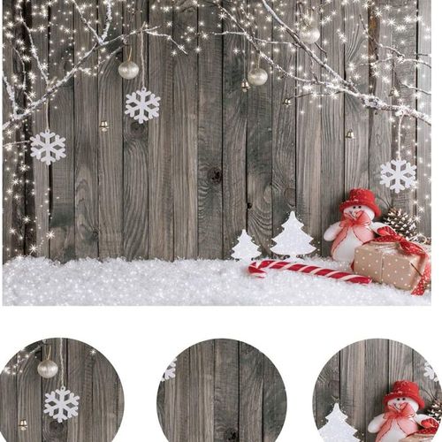 Toile de fond de Noël 7x5 pieds, flocon de neige, mur en bois, accessoires de studio photo pour enfants