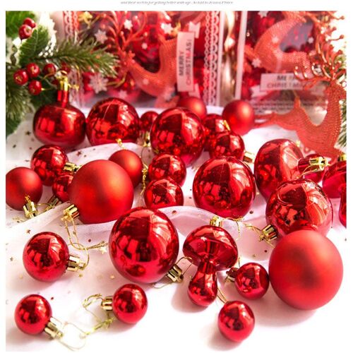Boules De Noël, 30 Pièces Ornement de Boule de Noël, pour Fête De Mariage Maison Festival Décors pour Décor d'arbre de Noël (Rouge)