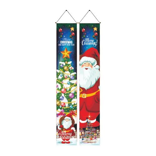 Nouvelle de noël couplet décoration de porte rideau pendant drapeau santa claus drapeau de son parti noël couplet 5