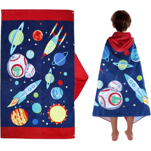 Serviette De Plage Capuche Enfant,Cape Serviette,Serviette Poncho Pour Garcon And Fille,100% Coton,Très Absorbant,127 X 76cm,Ciel Étoilé