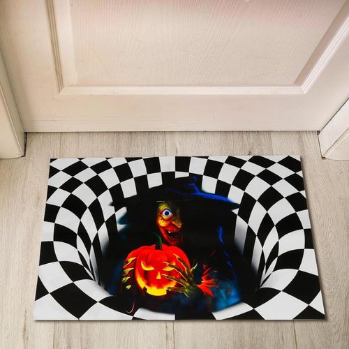 Paillasson D'halloween 40 X 60 Cm, Motif Sorcière, Peinture 3d, Paillasson D'entrée Effrayant, Décorations D'halloween, Intérieur Ou Extérieur