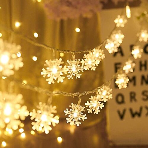 JGD-Guirlande lumineuse, 20ft 40 LED Guirlande Guinguette, 2 modes d'éclairage, Decoractive pour chambre à coucher, Terrasse, mariage, fête, anniversaire (Snowflack)