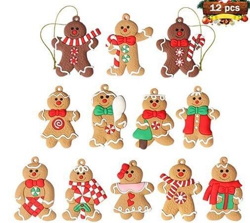 Pack De 12 Bonhomme De Pain D'Épice Décorations De Noël 3" Hauteur De L'Arbre De Noël De La Pendaison De Charmes