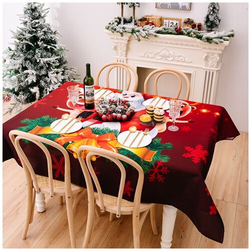 Nappe De Noël Rectangulaire, Nappe Imprimée 3d Style Fête, Imperméable, Antitache, Oléofuge Et Lavable Pour La Décoration De Fêtes, La Maison, Le Jardin Et Les Pique-Niques (A)