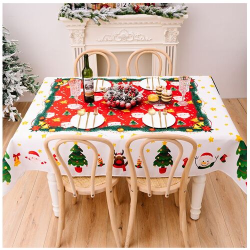 Nappe De Noël Rectangulaire, Nappe Imprimée 3d Style Fête, Imperméable, Antitache, Oléofuge Et Lavable Pour La Décoration De Fêtes, La Maison, Le Jardin Et Les Pique-Niques (B)