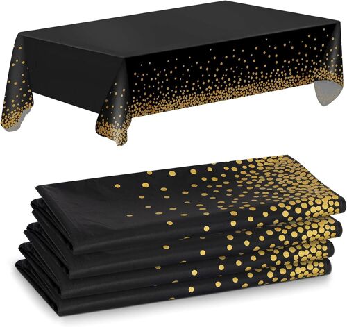 Nappes En Plastique Jetables, [Lot De 4] Nappes En Plastique Pour Tables D'intérieur Ou D'extérieur, Fêtes, Pique-Niques De Noël, Anniversaires Et Mariages 137 X 274 Cm - Noir