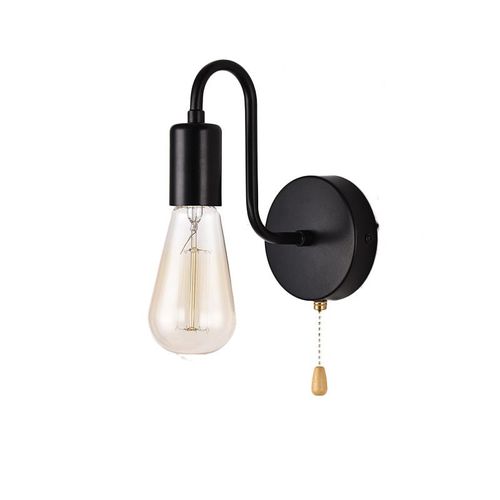 Applique Murale Vintage E27 À Douille Standard, Lampe Industrielle Rétro En Métal Avec Interrupteur Pour Salon, Chambre À Coucher, Décoration Industrielle (Sans Ampoule, Noir)
