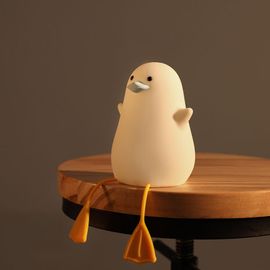 Veilleuse Led Grise Pour Enfants, Veilleuse En Silicone À Intensité Variable, Motif Mouette Mignonne, Rechargeable, Animal Kawaii, Avec Capteur Tactile Et Minuterie, Pour Chambre À Coucher