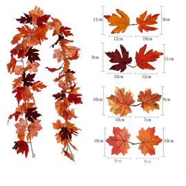 Guirlande de feuilles d'érable d'automne, guirlande suspendue de 175 cm, guirlande de feuillage d'automne artificiel, décoration de Thanksgiving (paragraphe C)