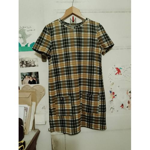 Robe À Carreaux Marrons Traits Blancs/Noirs 38 M Zara Trafaluc.