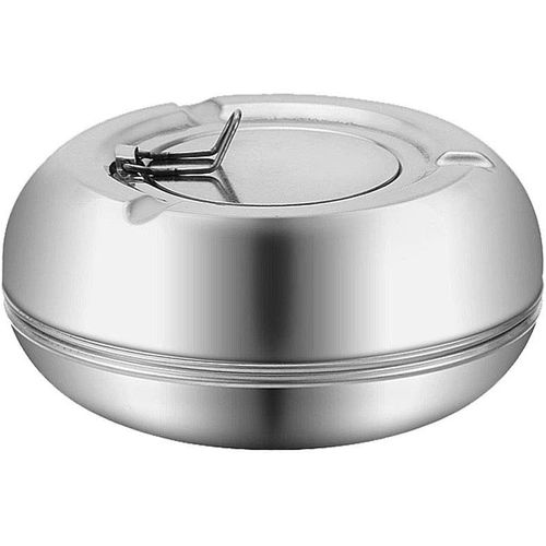 Cendrier rond moderne en acier inoxydable avec couvercle coupe-vent et portable
