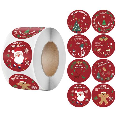 500 Autocollants De Noël En Papier Kraft Rouge, Autocollants Ronds De 3,8 Cm, Autocollants Pour Cadeaux De Noël, Enveloppes Pour Cartes De Noël
