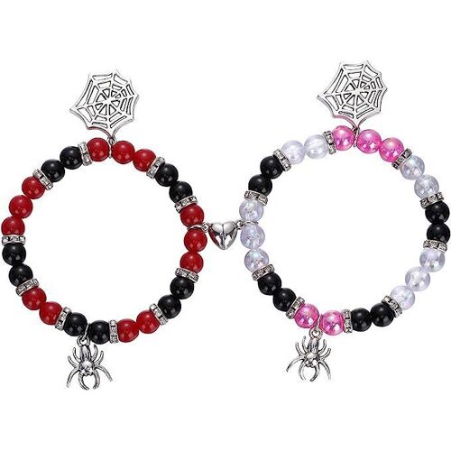 Bracelets D'amitié Magnétiques En Pierre De Puissance Araignée Rose Pour Bijoux De Fête D'halloween