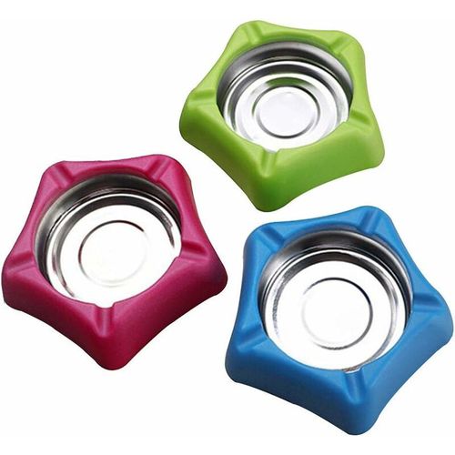 Lot de 3 cendriers en acier inoxydable avec pentagramme coloré 13 cm,Couleur aléatoire