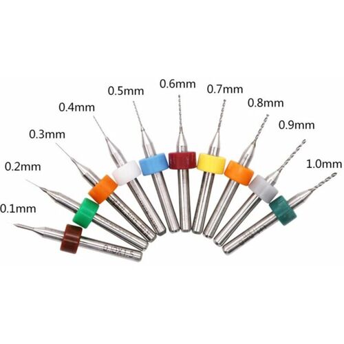 Lot De 10 Mini-Forets Pour Pcb 0,1-1,0 Mm, Carbure Ultra-Dur, Bord Spiralé, Micro-Foret, Outil Rotatif, Forets De Gravure De Bijoux