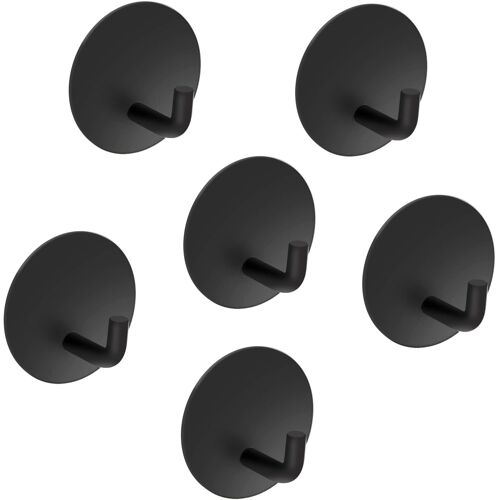 6 Pièces Crochet Adhesif Mural, Porte Manteau Mural, Patere Murale Acier Inox, Accroche Torchon Cuisine Résistant à l'eau, Accroche Serviette Salle de Bain, Porte Serviette Adhesif (Noir)6 Pièces