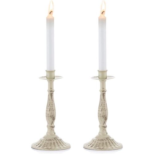 Bougeoirs Coniques en Métal Vintage pour Table Décorative, Support de Chandelier Minable en Fer Forgé pour Bougies Coniques, Bougeoir Antique en Ivoire pour Décor de Fête de Mariage, Ivoire